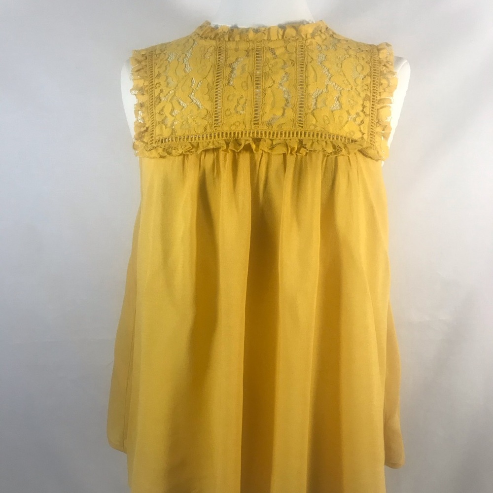 Adorable Yellow Summer Lace Sleeveless Top